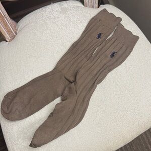 Polo by Ralph Lauren Men's Brown Dress Socks with navy logo